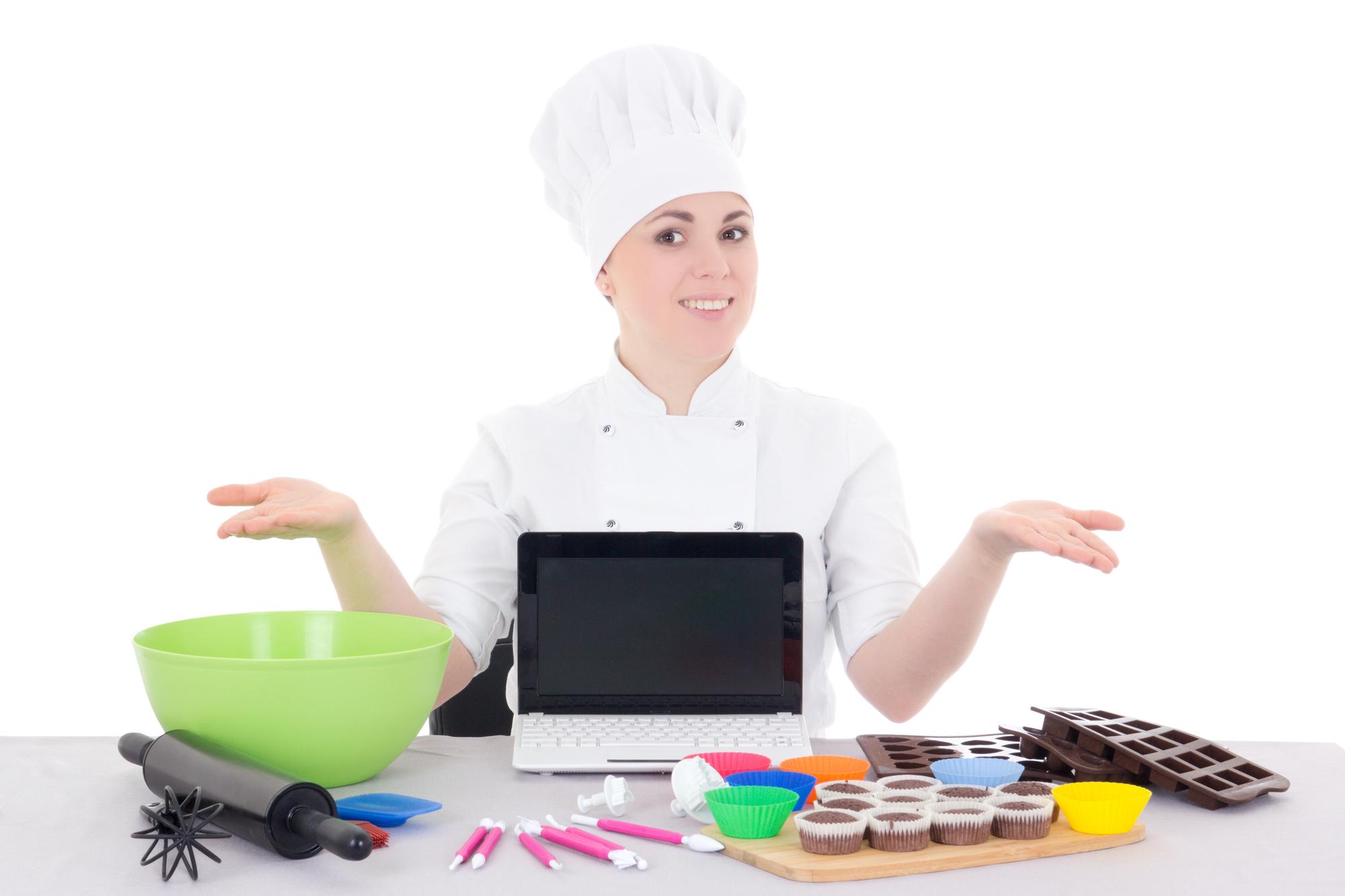 Chef teaching a virtual cooking class